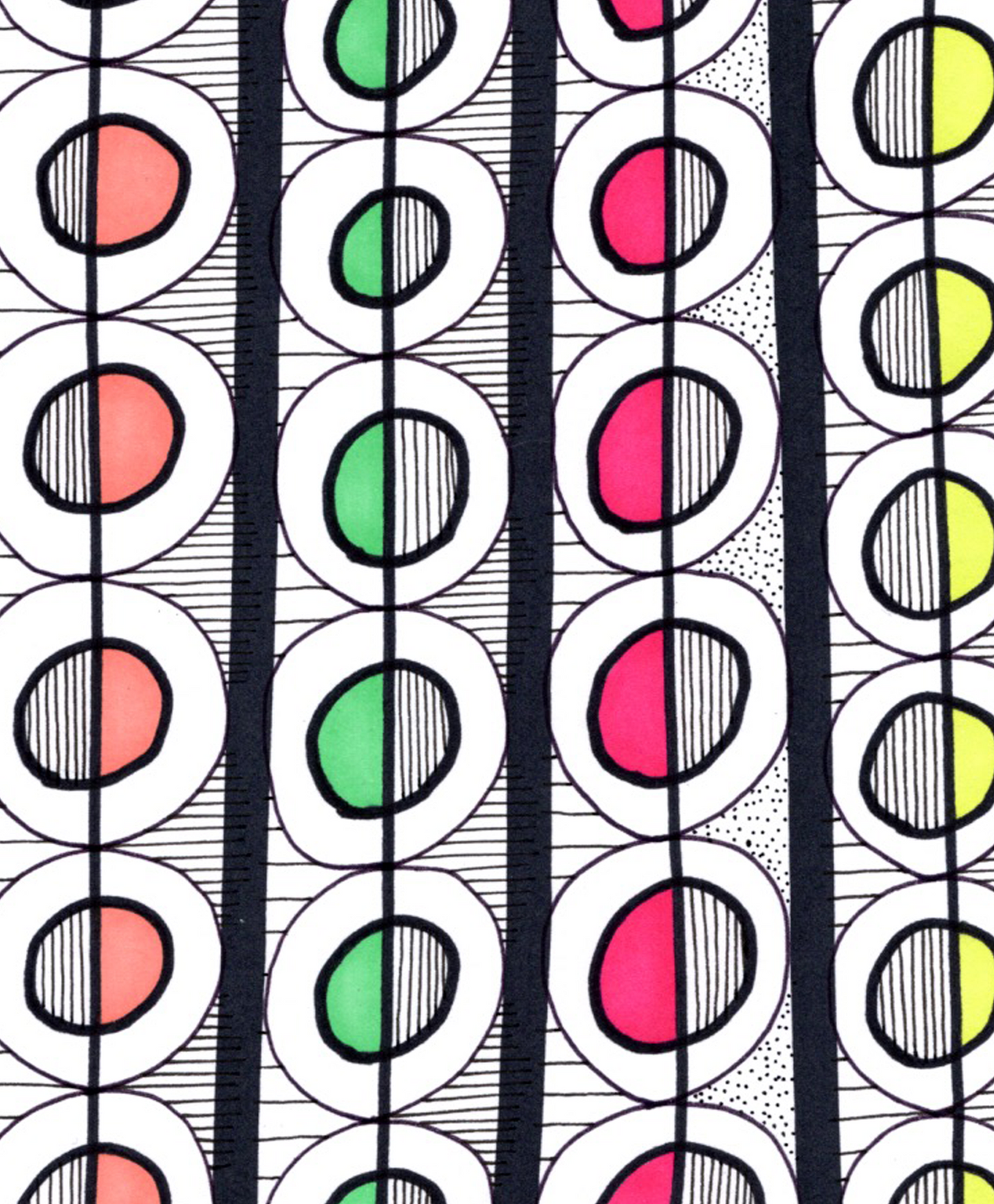 This doodle was created using a Sharpie, some old marker pens and a 0.1 Unipin Fineliner. It's on A4 white 220gsm card and is a one off piece.