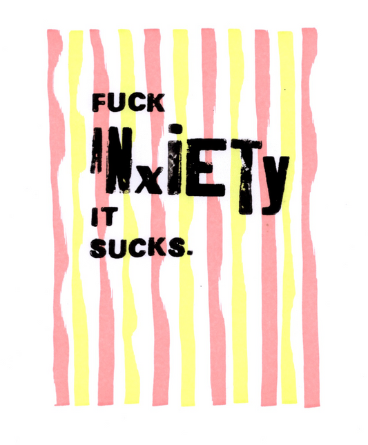 The wording was originated using some letterpress blocks – this doodle was created using a laser printer and some marker pens. It's on A4 white 160gsm paper and is a one off piece.