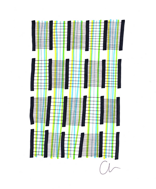 This doodle was created using a Chisel Marker Pen, some colour Sharpie pens and a 0.3 Unipin Fineliner. It's on A4 white 160gsm paper and is a one off piece.