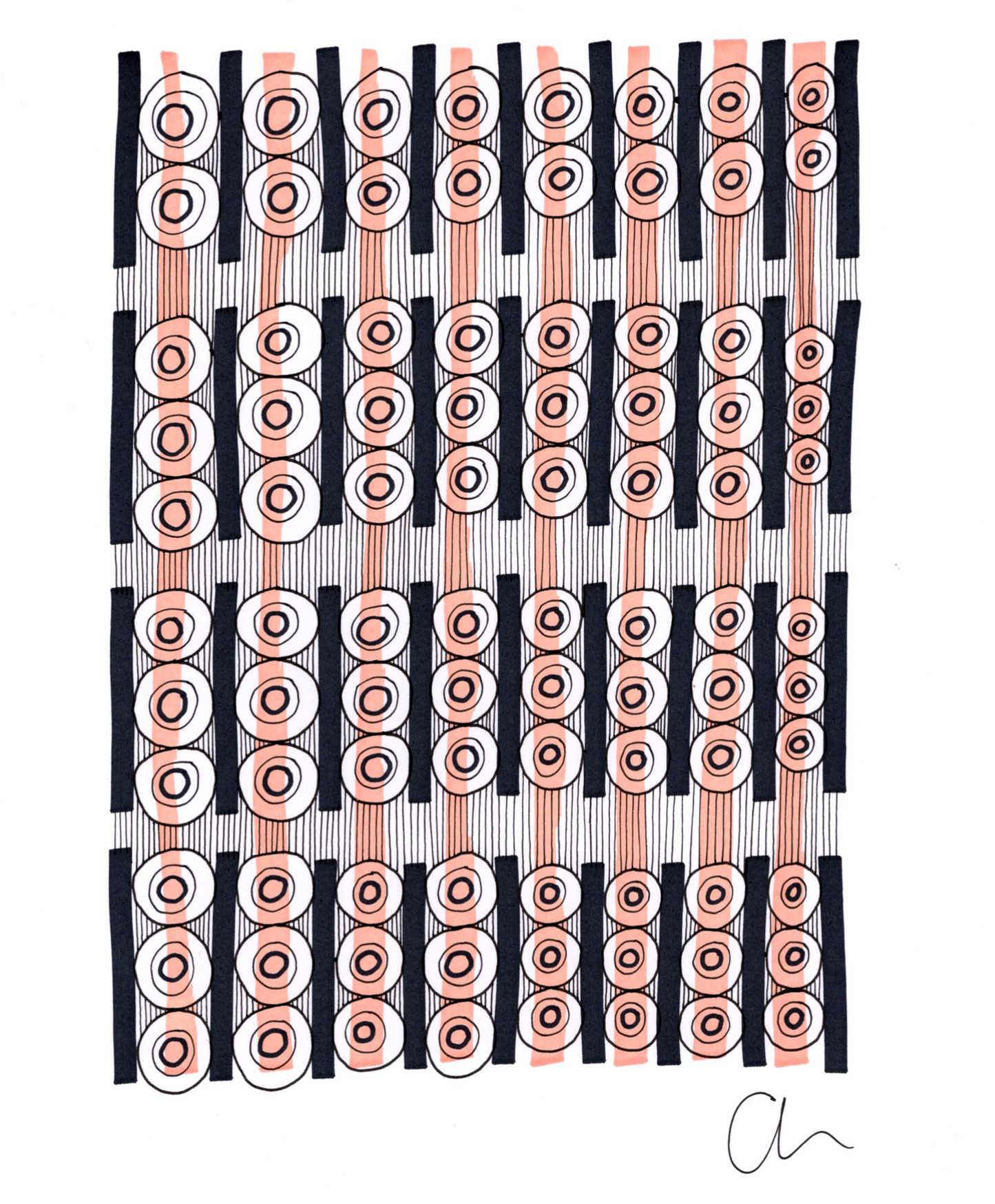Slot Machine was drawn using a Chisel Marker Pen, a Sharpie, a 0.4 Rotring Pen, a 0.1 Unipin and a 30 year old Orange Pantone Marker. It's on A4 white 160gsm paper.